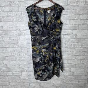 Boston Proper Surplice Dress Size 10 Faux Wrap‎ Satin V Neck Pythons Print